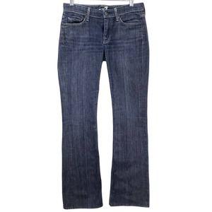 7 For All Mankind Flynt Bootcut Jeans Womens Blue Pleated Distressed Denim